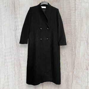 Christian Dior Vintage Wool Coat Womens 6 Black Long Overcoat USA ILGWU